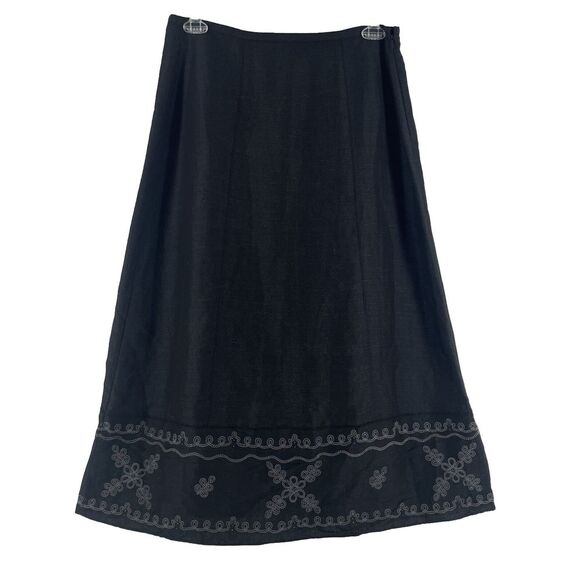 J Jill Maxi Skirt Women's  14P Linen Blend Western Boho‎ Artsy Charcoal Zip NWT - Picture 1 of 8